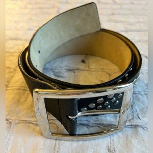 WHITE HOUSE BLACK MARKET LEATHER LINED RHINESTONE & STUDDED BLACK BELT SIZE L